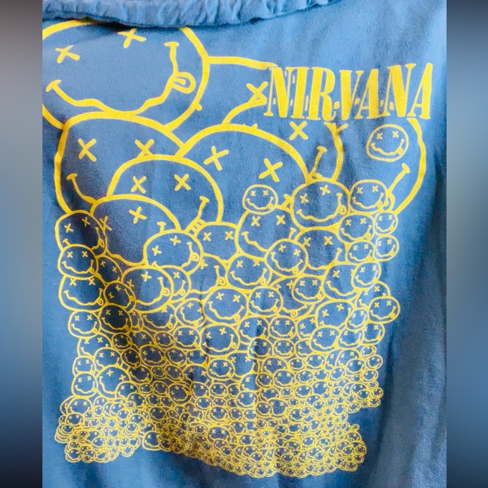 Blue Nirvana Sweater with Yellow Graphic